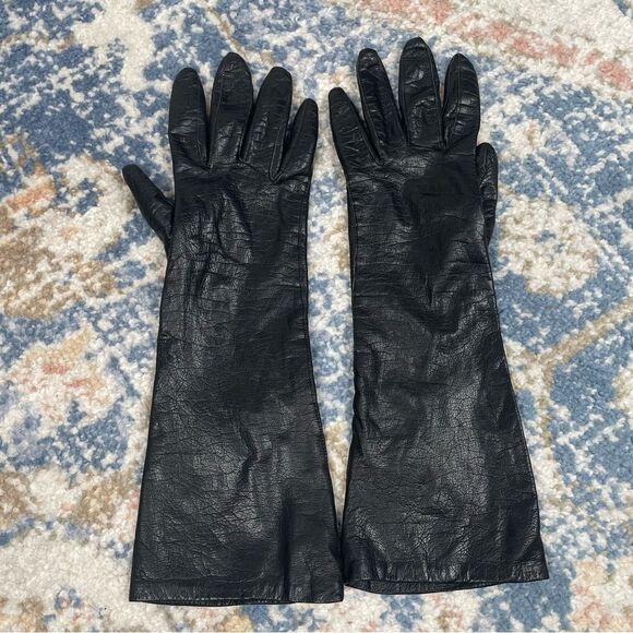 Daytons Department Store 100% Real Kid Goat Leather Black Driving Gloves VINTAGE - Picture 2 of 5
